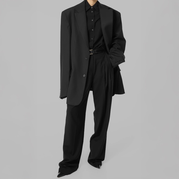 The Frankie Shop Gelso Pleated Black Trousers Pants Size M - Picture 4 of 9